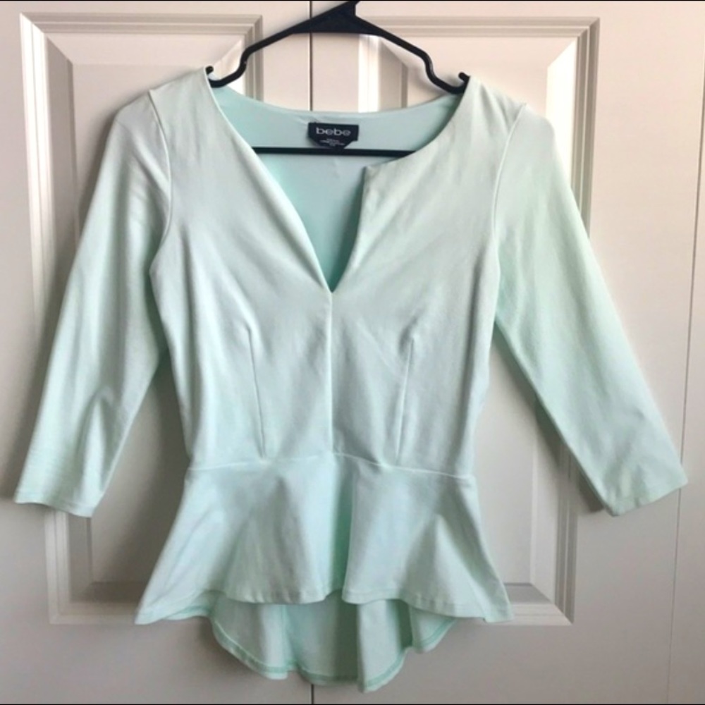 bebe Light Mint Peplum Blouse